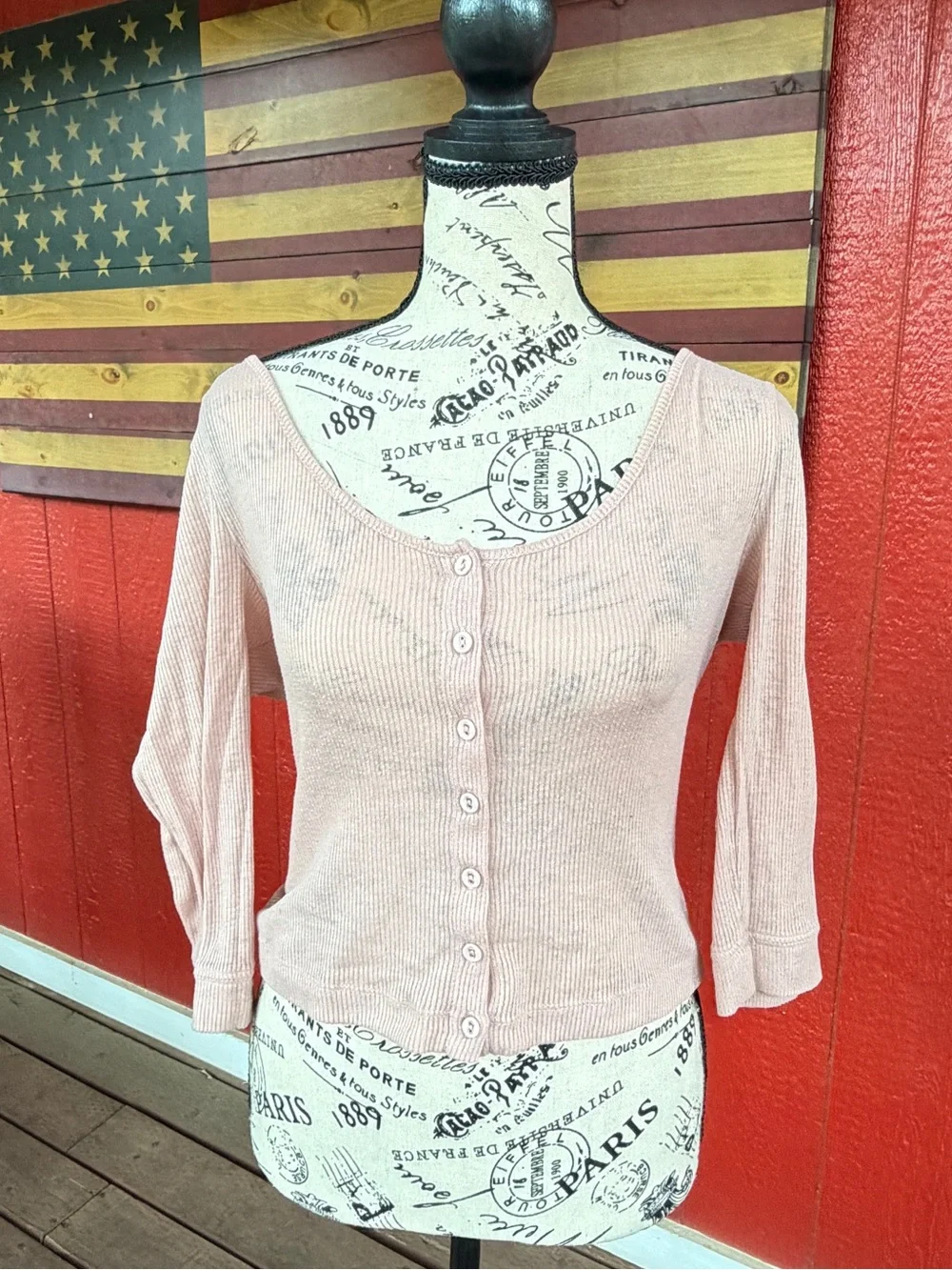Free People Intimately Blush Pink Sheer Ribbed Cropped Button Cardigan Top
